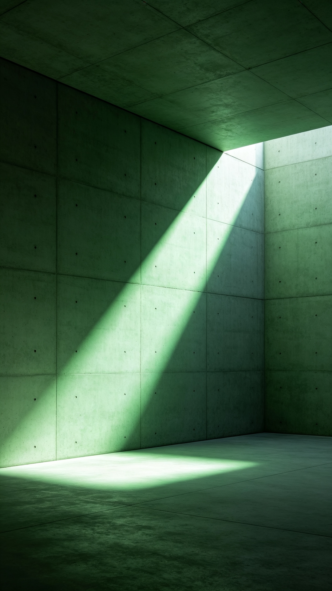 Minimal architectural space with light beam